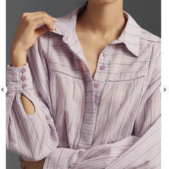 Anthropology PILCRO Flange Shoulder Buttondown Shirt Lavender Size S - Picture 2 of 7